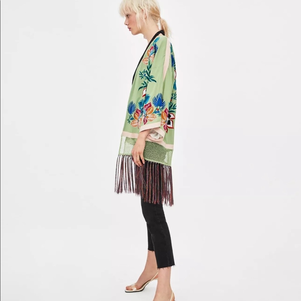 Zara Embroidered Fringe Kimono - Picture 5 of 14